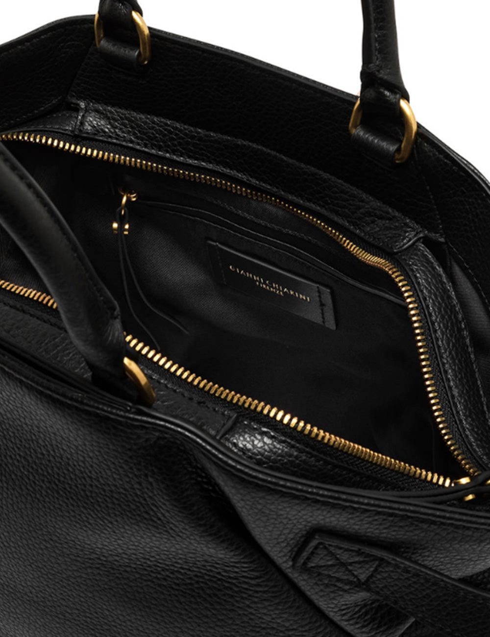 Borsa tote in pelle nera Gianni Chiarini Claudette Nera con cerniere e hardware oro