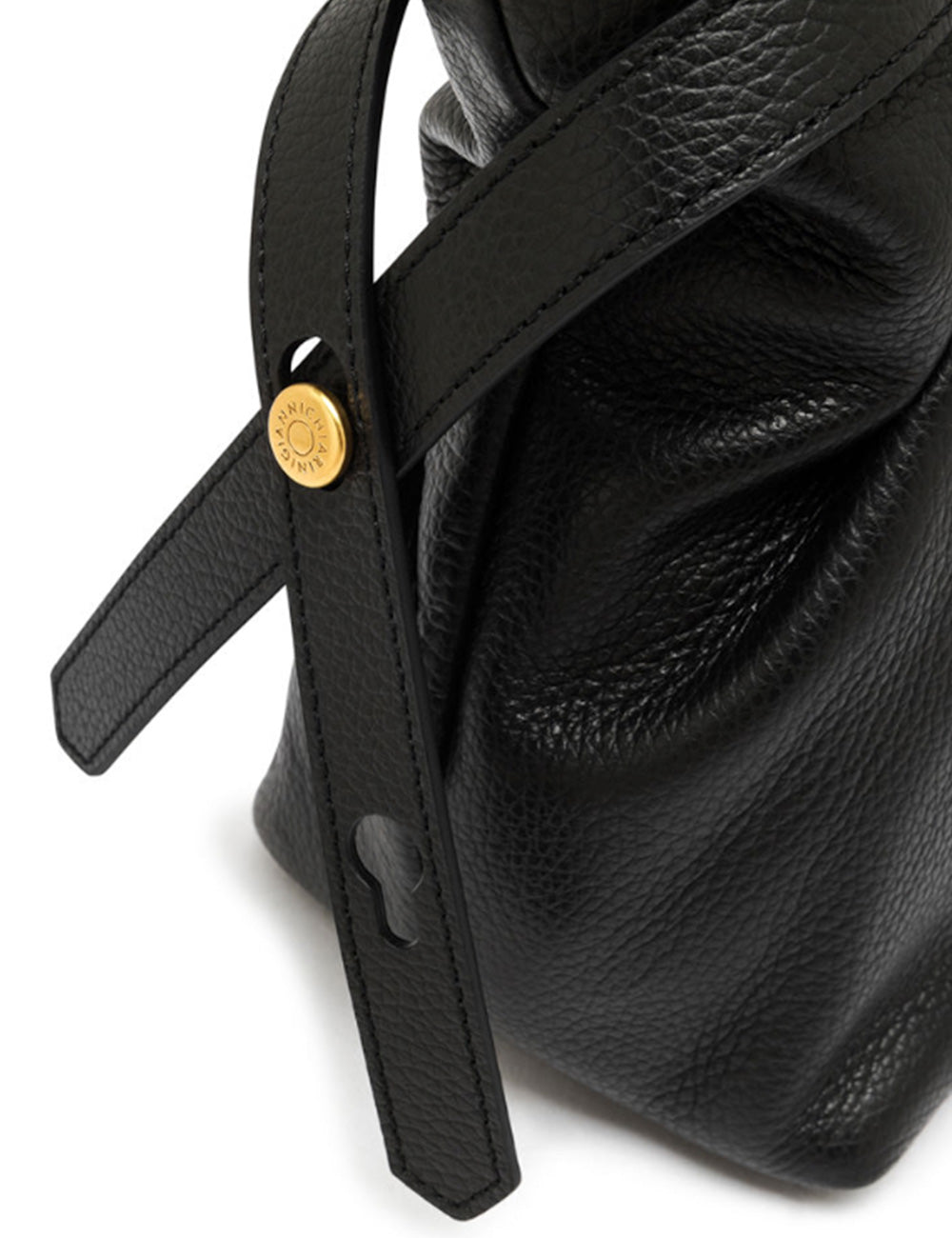 Borsa a spalla Claudette Nera in pelle nera con chiusura metallica dorata al logo Gianni Chiarini