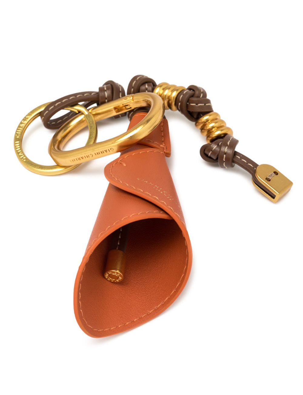 Portachiavi Calla Spice Gianni Chiarini in pelle tan con corda intrecciata marrone