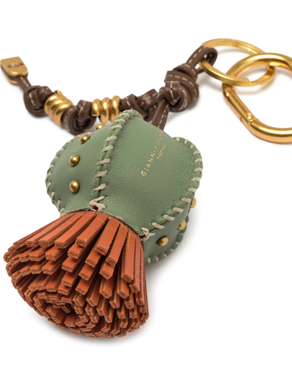 Portachiavi Cactus Gianni Chiarini in pelle verde salvia a forma di cactus