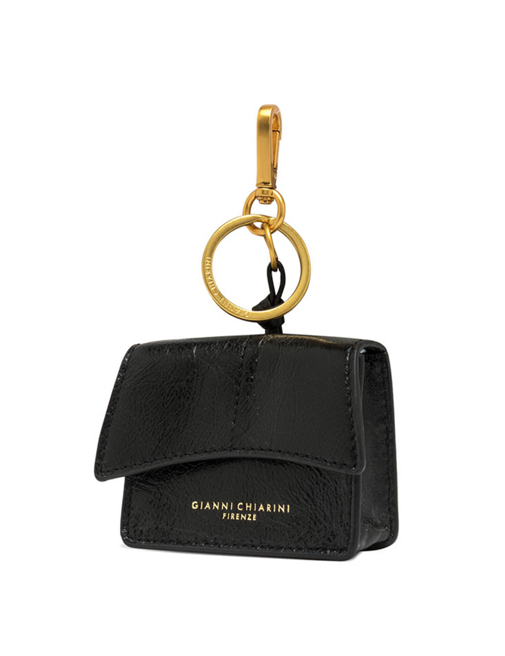 PortaAirPods Nero Gianni Chiarini in pelle nera con hardware dorato