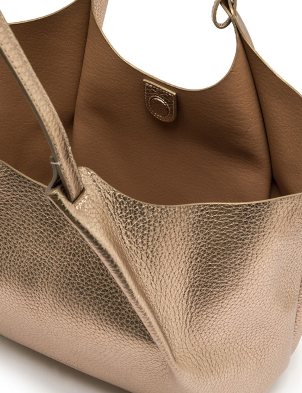Borsa tote in pelle testurizzata rosa oro Gianni Chiarini Dua Mirage Clay