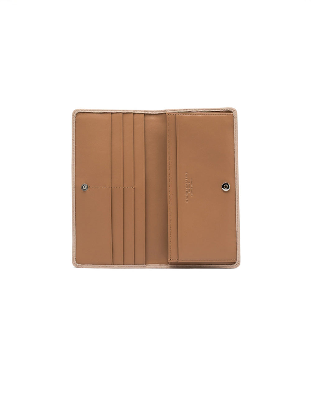 Portafoglio Gianni Chiarini Bubble in Pink Salt, pelle tan minimalista con due bottoni a scatto argento