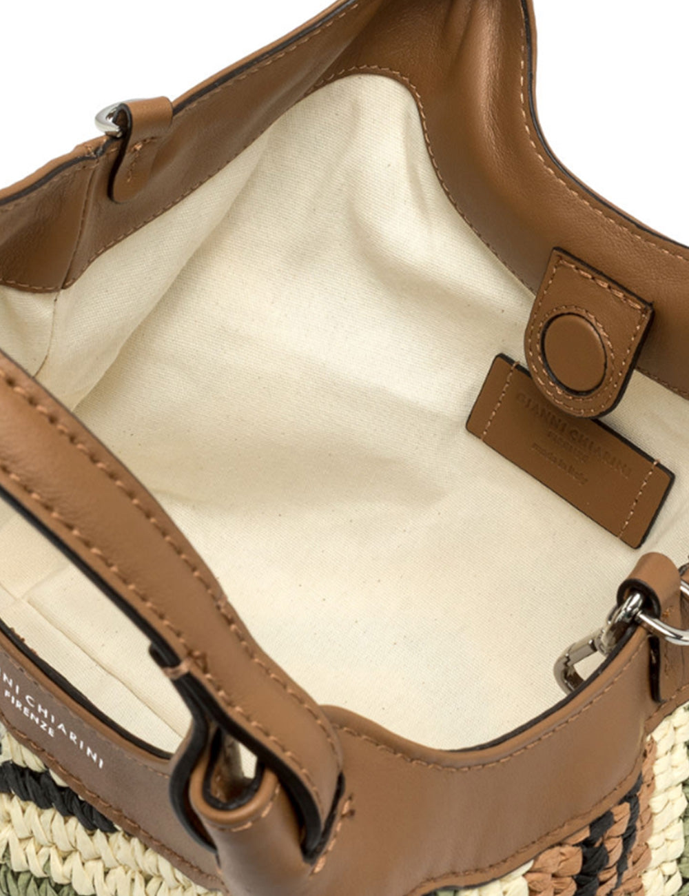 Borsa cestino Dua Willow Gianni Chiarini in paglia con trim in pelle marrone