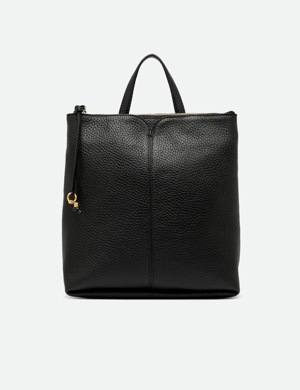Gianni chiarini zaino sandra nero in pelle nera martellata con cerniere dorate e manici superiori