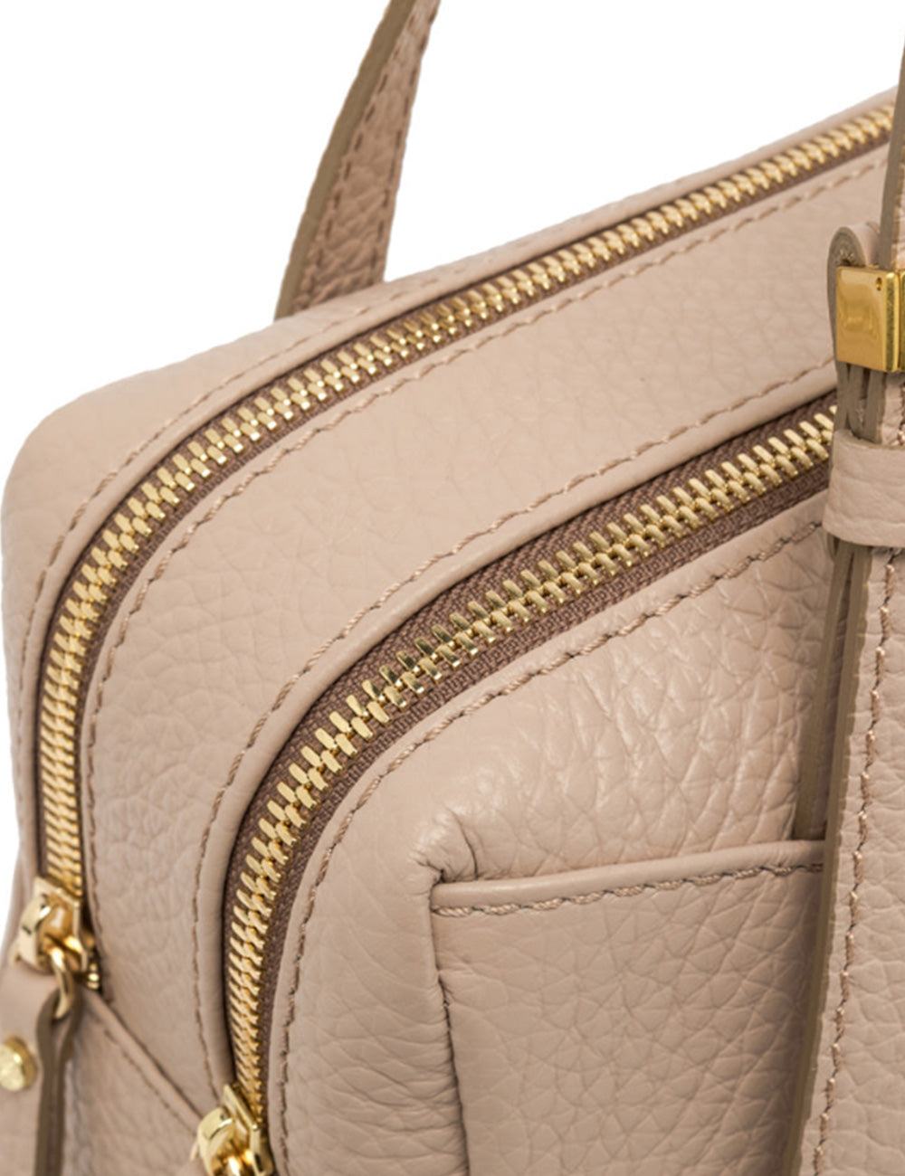 Borsa a tracolla in pelle beige testurizzata Gianni Chiarini Dea Pink Salt con zip e hardware oro