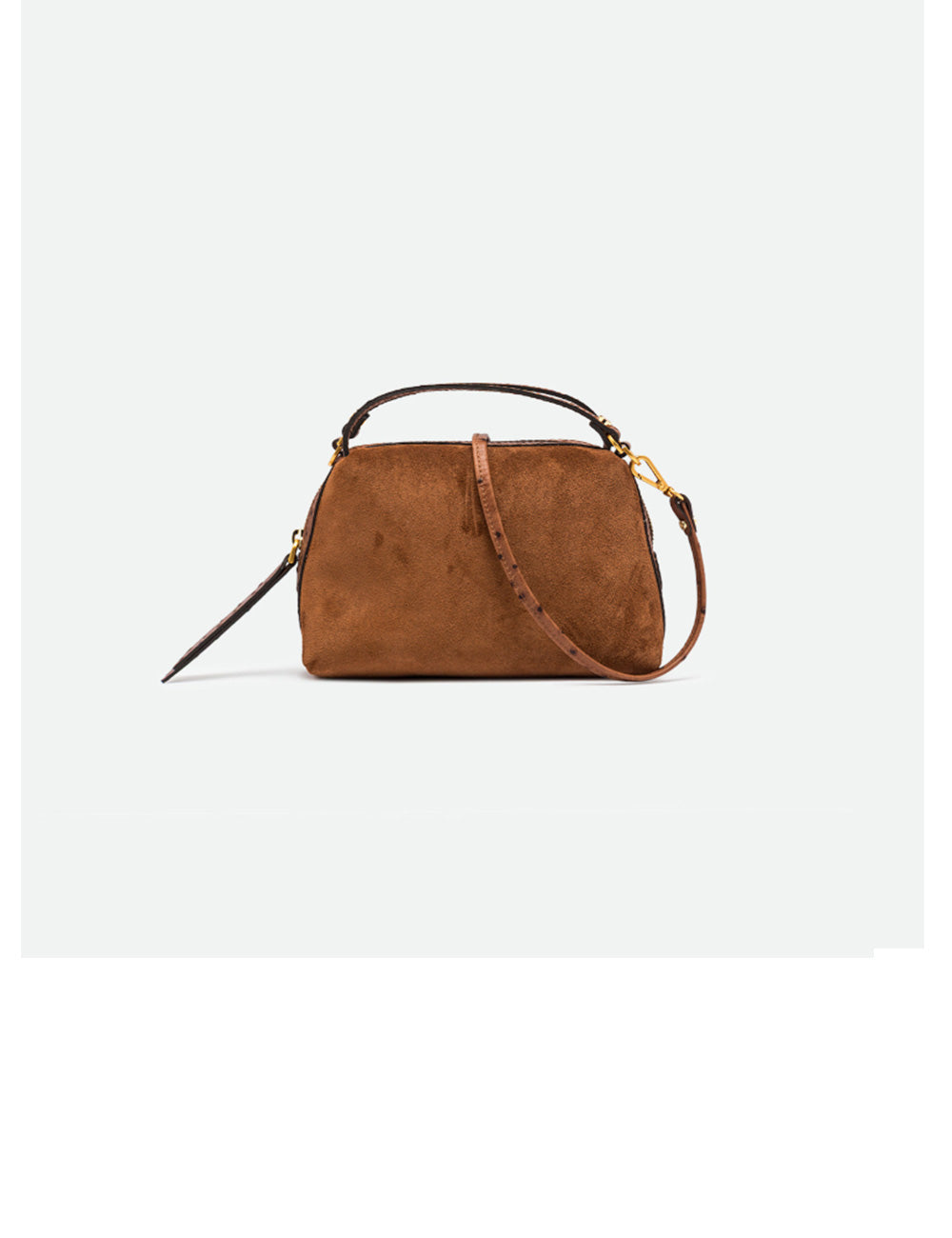 Gianni chiarini alifa mini cognac borsa in suede cognac con manico superiore e tracolla regolabile