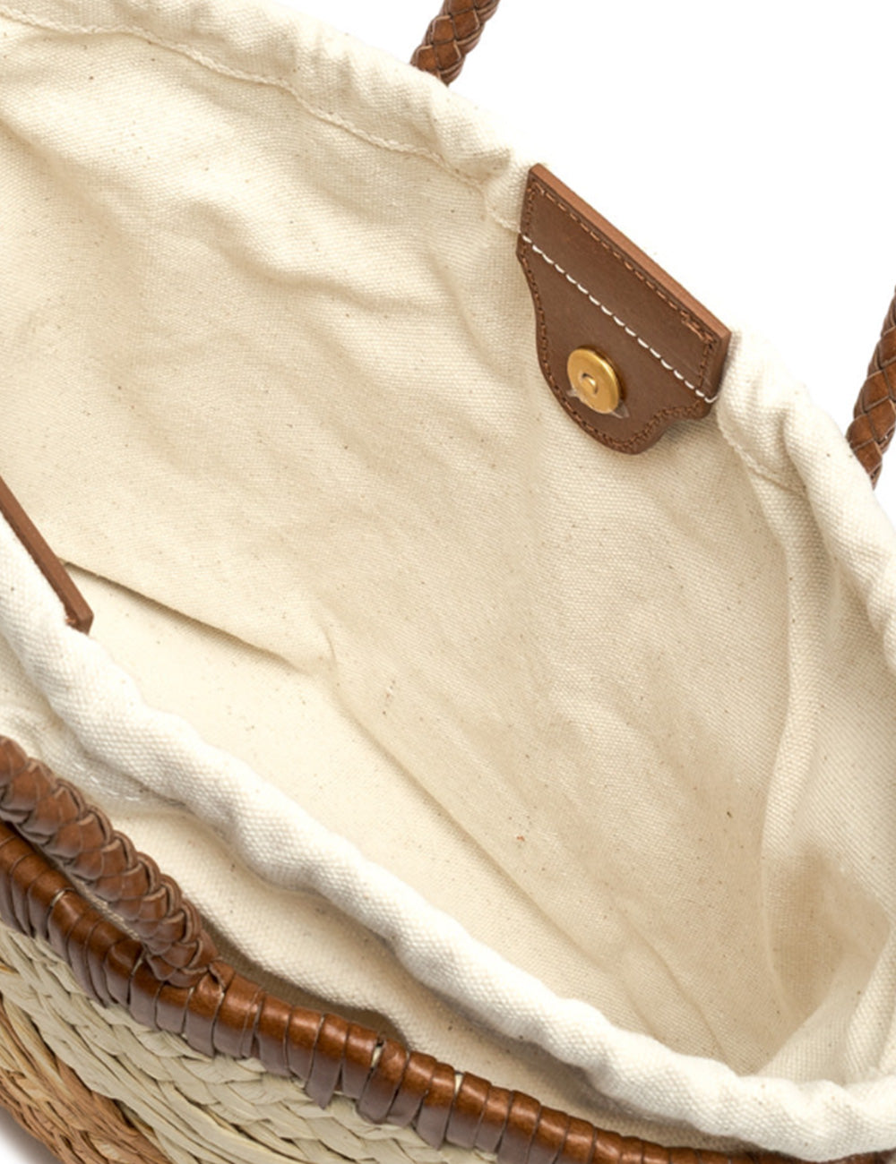 Borsa tote in paglia intrecciata beige con accenti in pelle marrone e manici intrecciati Gianni Chiarini Paloma Naturale