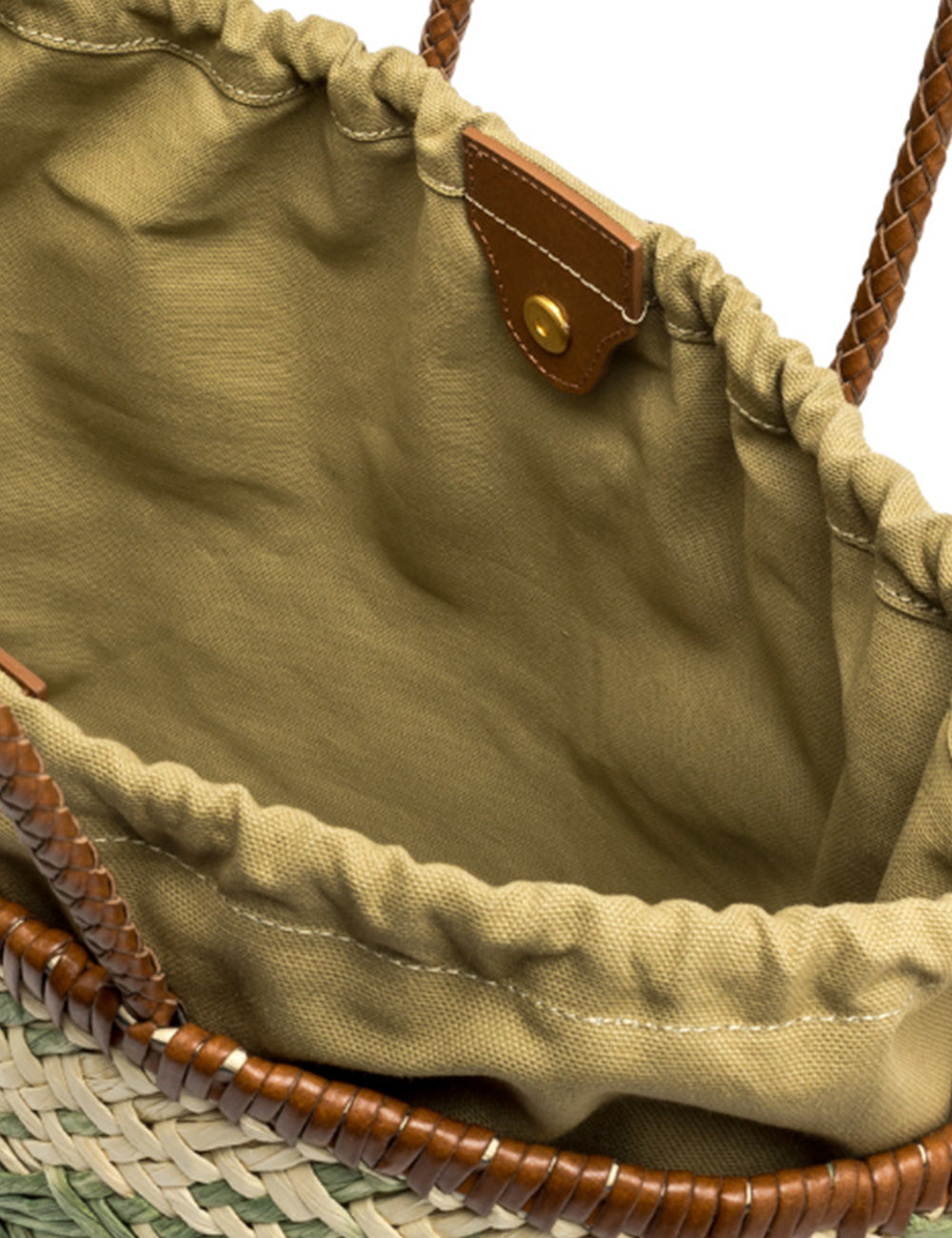 Borsa tote grande Paloma Willow Gianni Chiarini in canvas verde oliva con manici intrecciati in pelle marrone