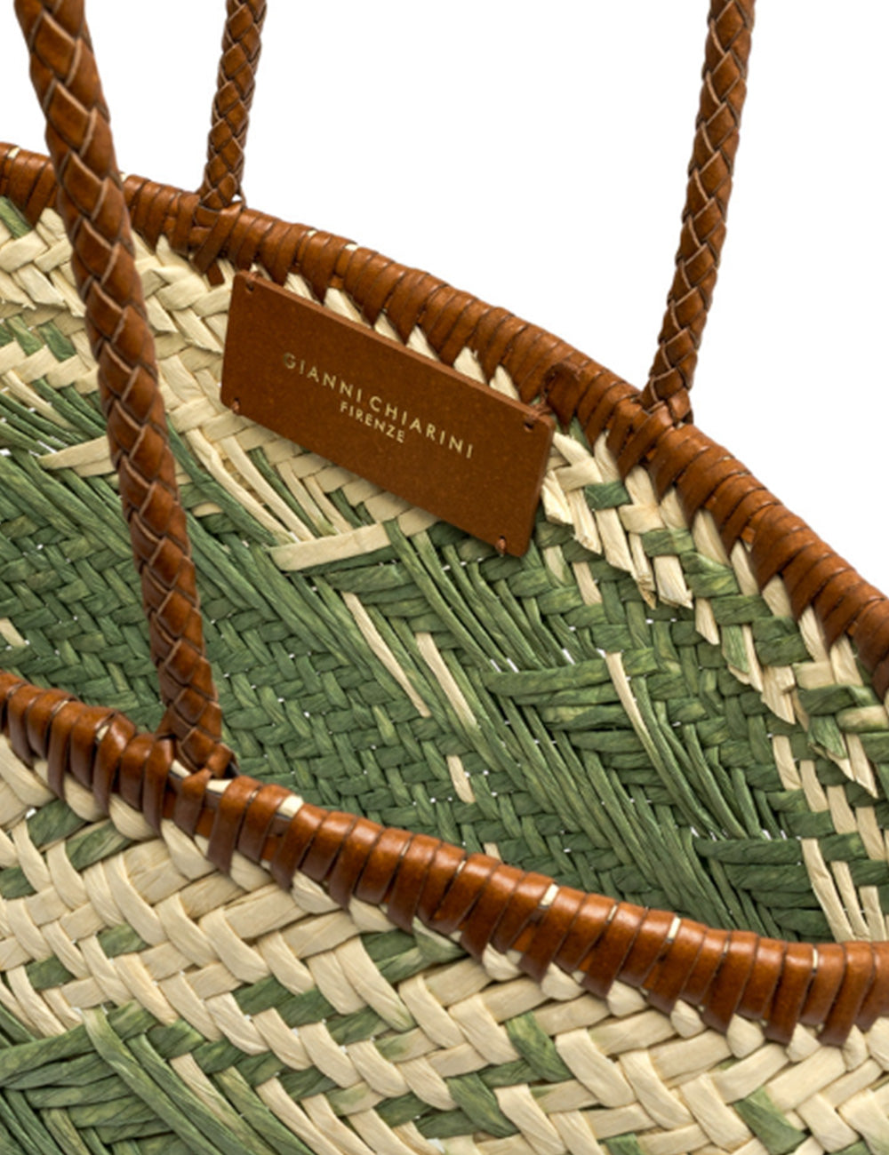 Borsa intrecciata Gianni Chiarini Paloma Large Willow verde e crema