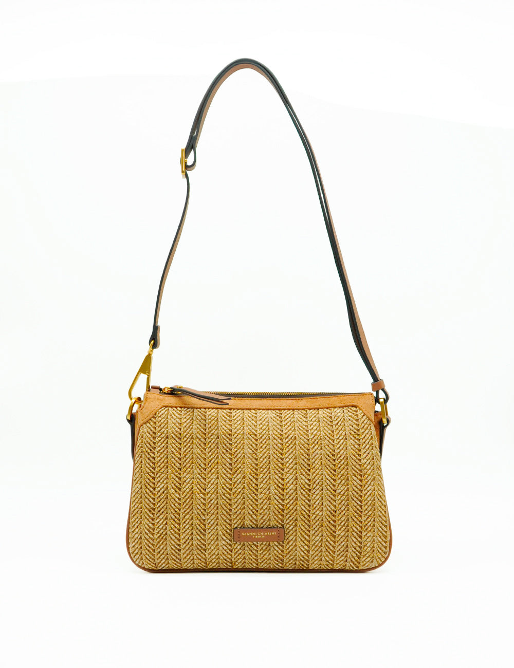 Borsa a tracolla intrecciata Gianni Chiarini Brooke Cookie, trama herringbone