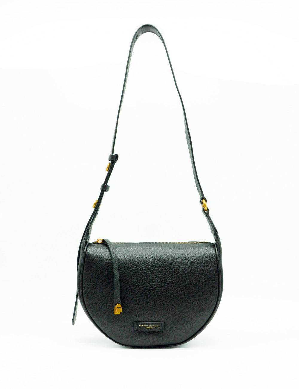 Borsa Charlotte Nera Gianni Chiarini in pelle nera ciottolata con placca logo