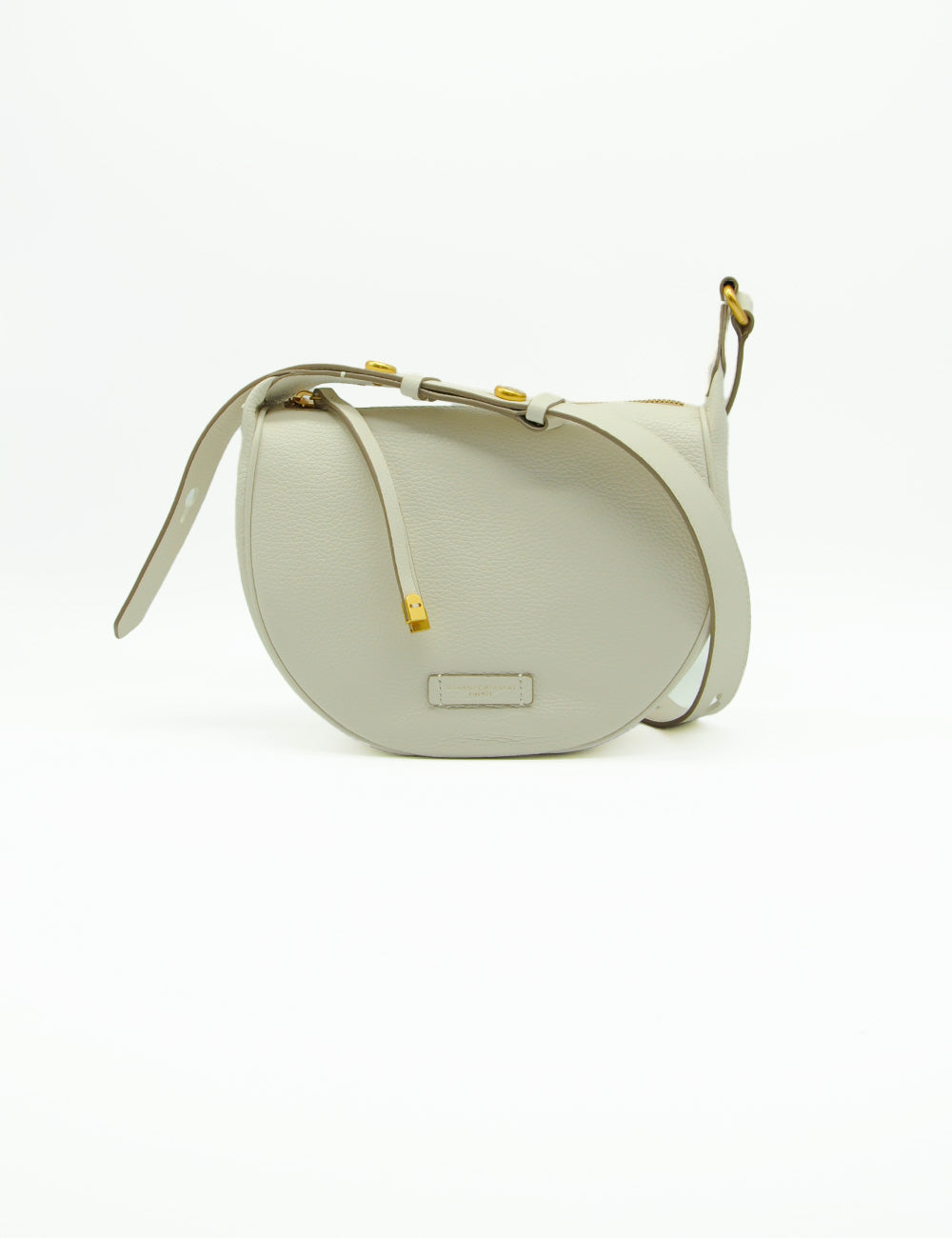 Borsa Charlotte Marble Gianni Chiarini grigia chiara in pelle con placca minimal