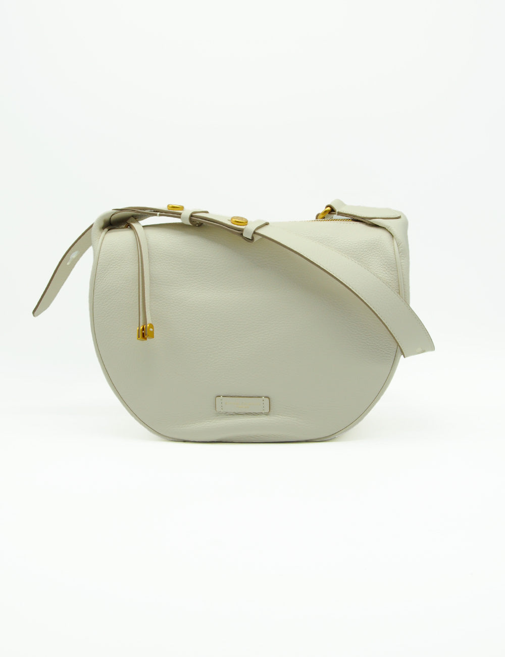 Borsa Charlotte Large Marble Gianni Chiarini grigia chiara pelle con placca dorata