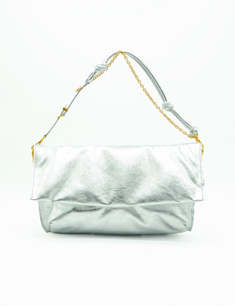 Borsa clutch Gianni Chiarini Fanny Argento in pelle silver con catena oro