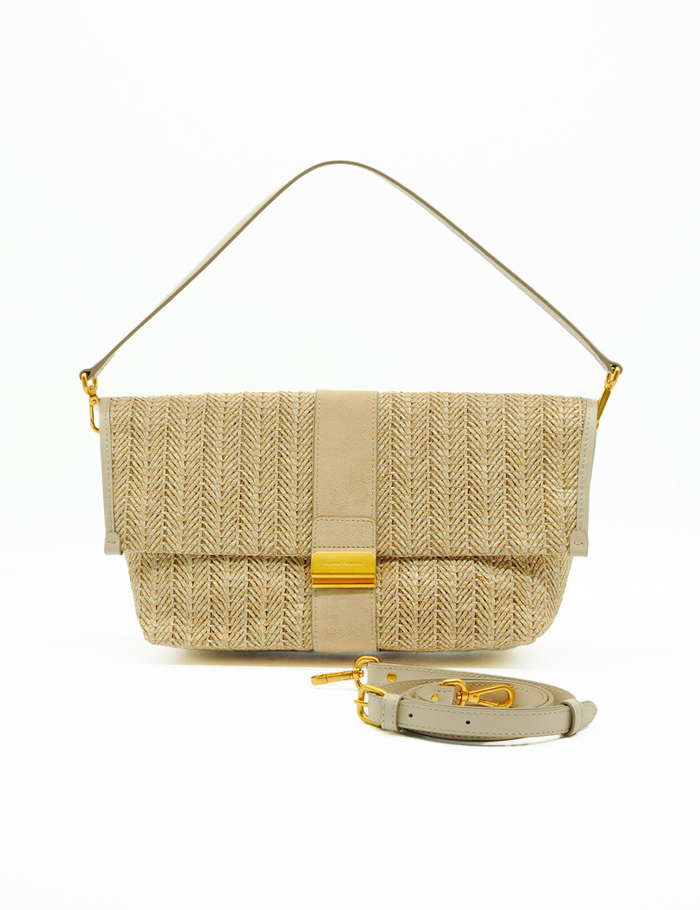 Borsa crossbody intrecciata sabbia Gianni Chiarini Marigold Sabbia con tracolla in pelle e hardware oro