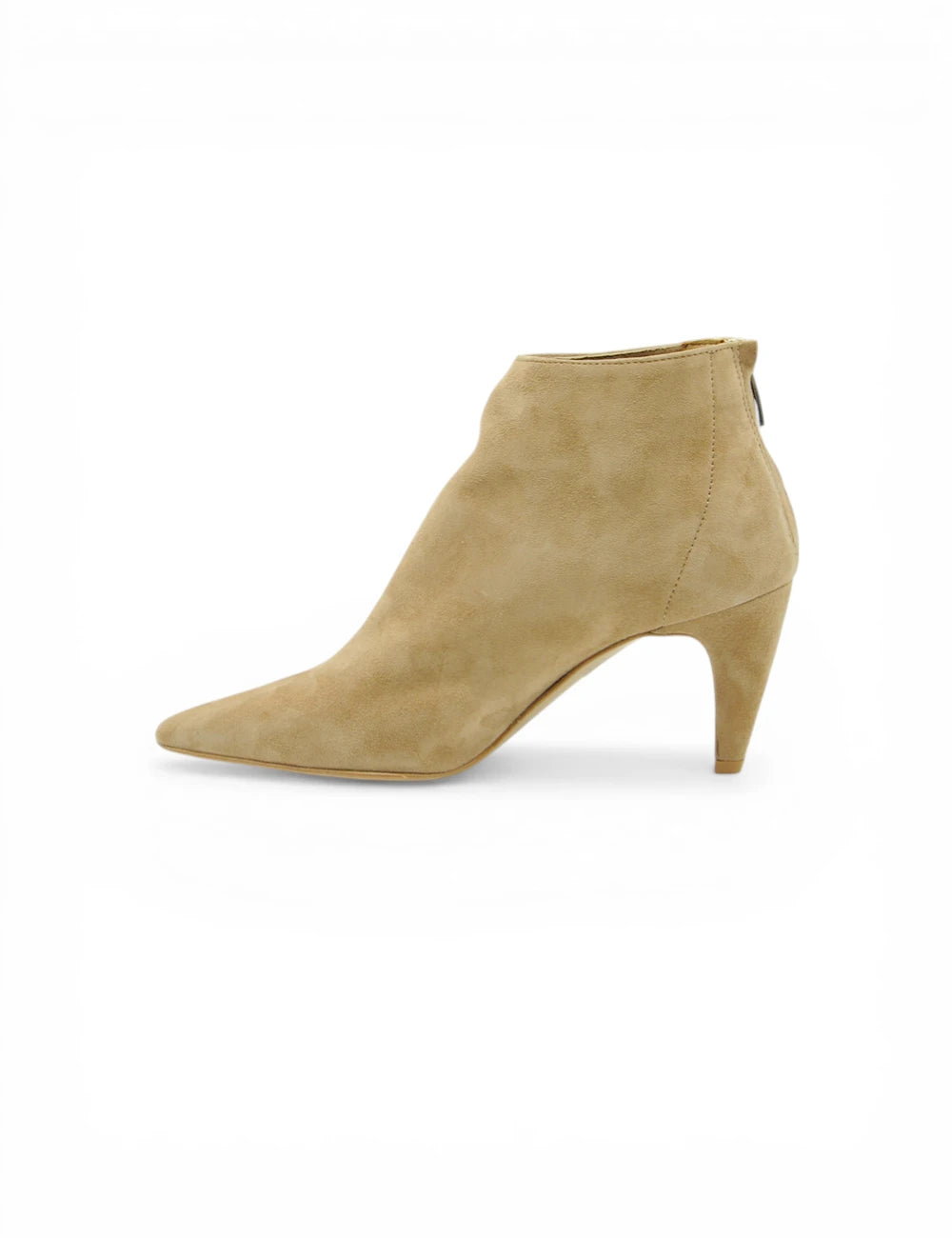 Tronchetto Gardenia Camel in suede tan, tacco slim e punta fina