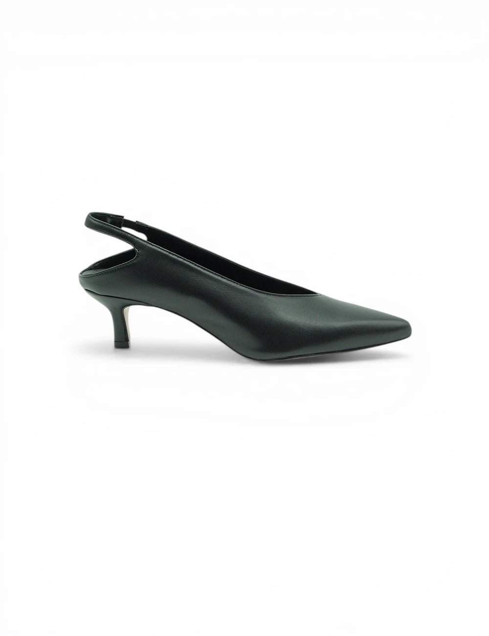 Gardenia décolleté slingback nera nero pump in pelle con punta affilata e tacco basso