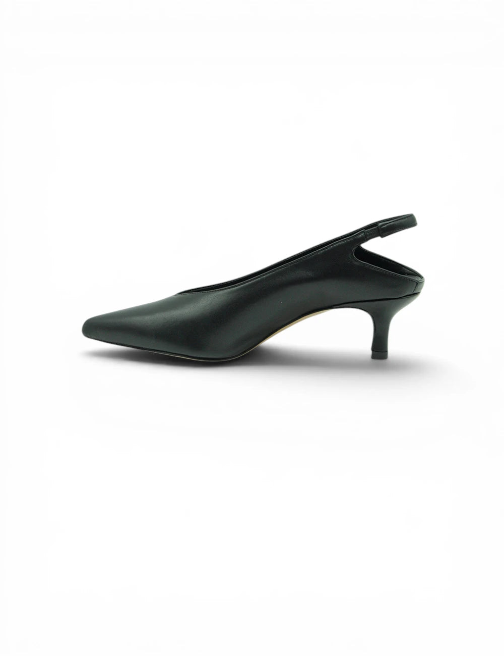 Gardenia décolleté slingback nera pump in pelle nera con punta affilata e tacco sottile