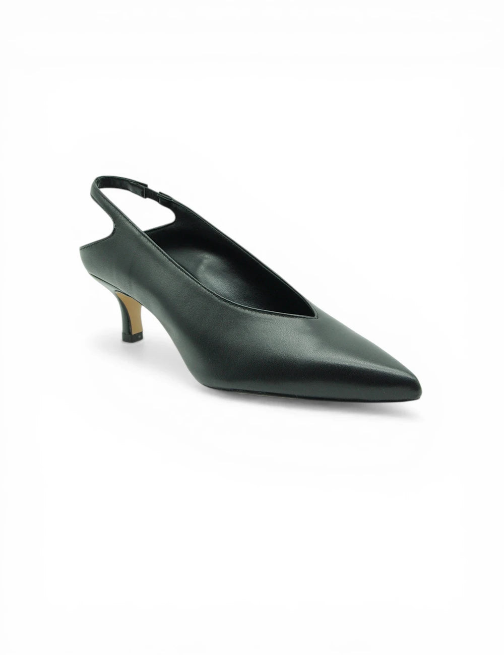 Gardenia décolleté slingback nera scarpa verde scuro in pelle con tacco basso a blocco e punta appuntita