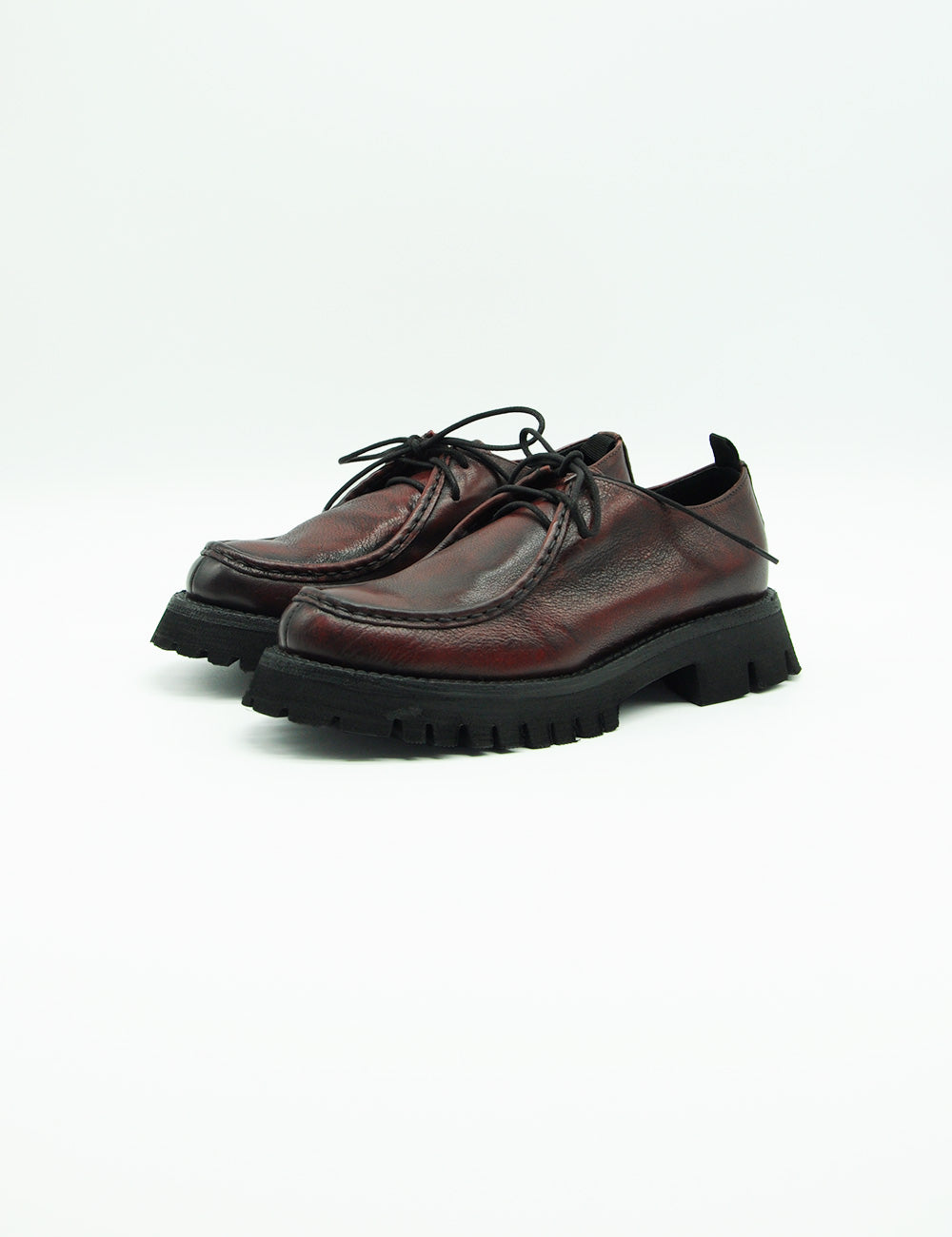 Scarpe Paraboot Rubino in pelle marrone scuro con suola nera chunky