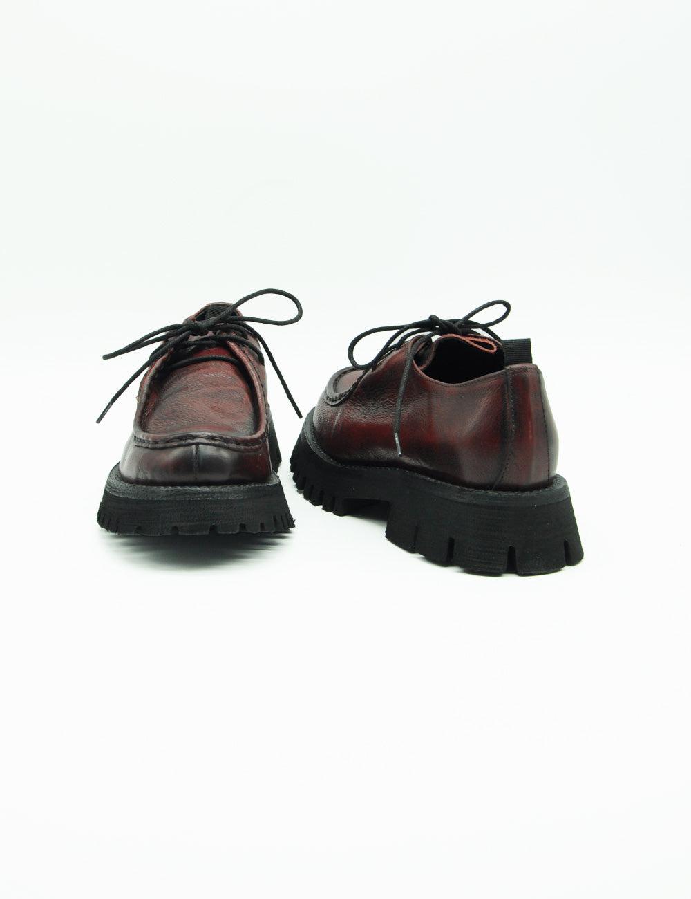 Scarpe oxford Paraboot Rubino in pelle bordeaux scura con lacci e suola chunky nera
