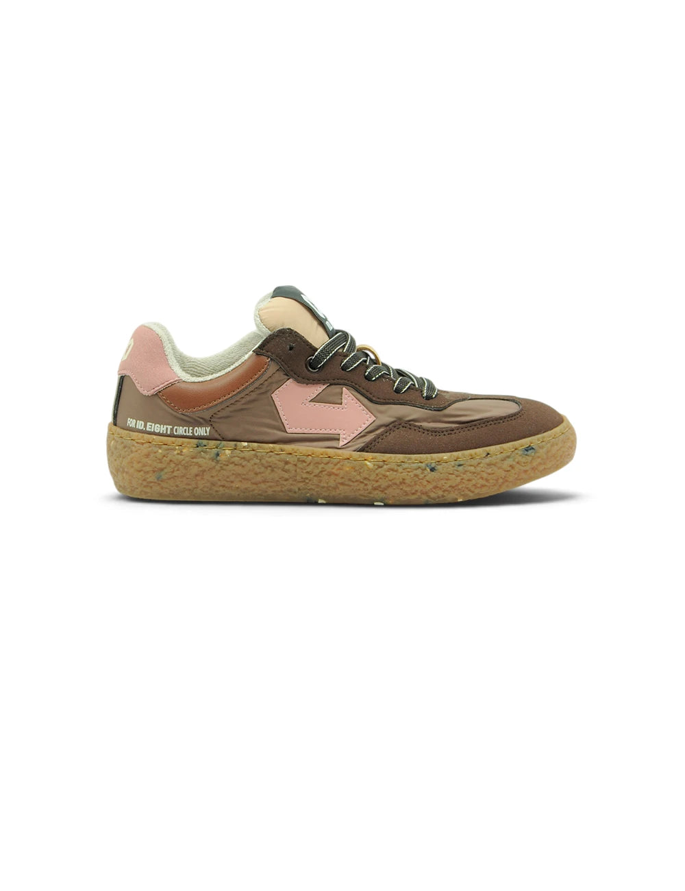 Sneaker id eight pink mocha in suede marrone e rosa con suola in gomma testurizzata