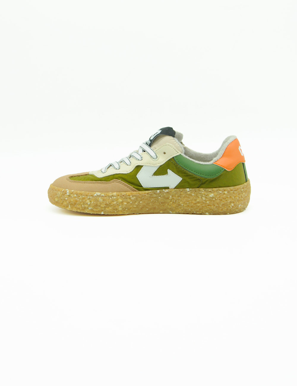 Sneaker ID EIGHT Uriduri oliva verde con suola sughero e logo bianco laterale