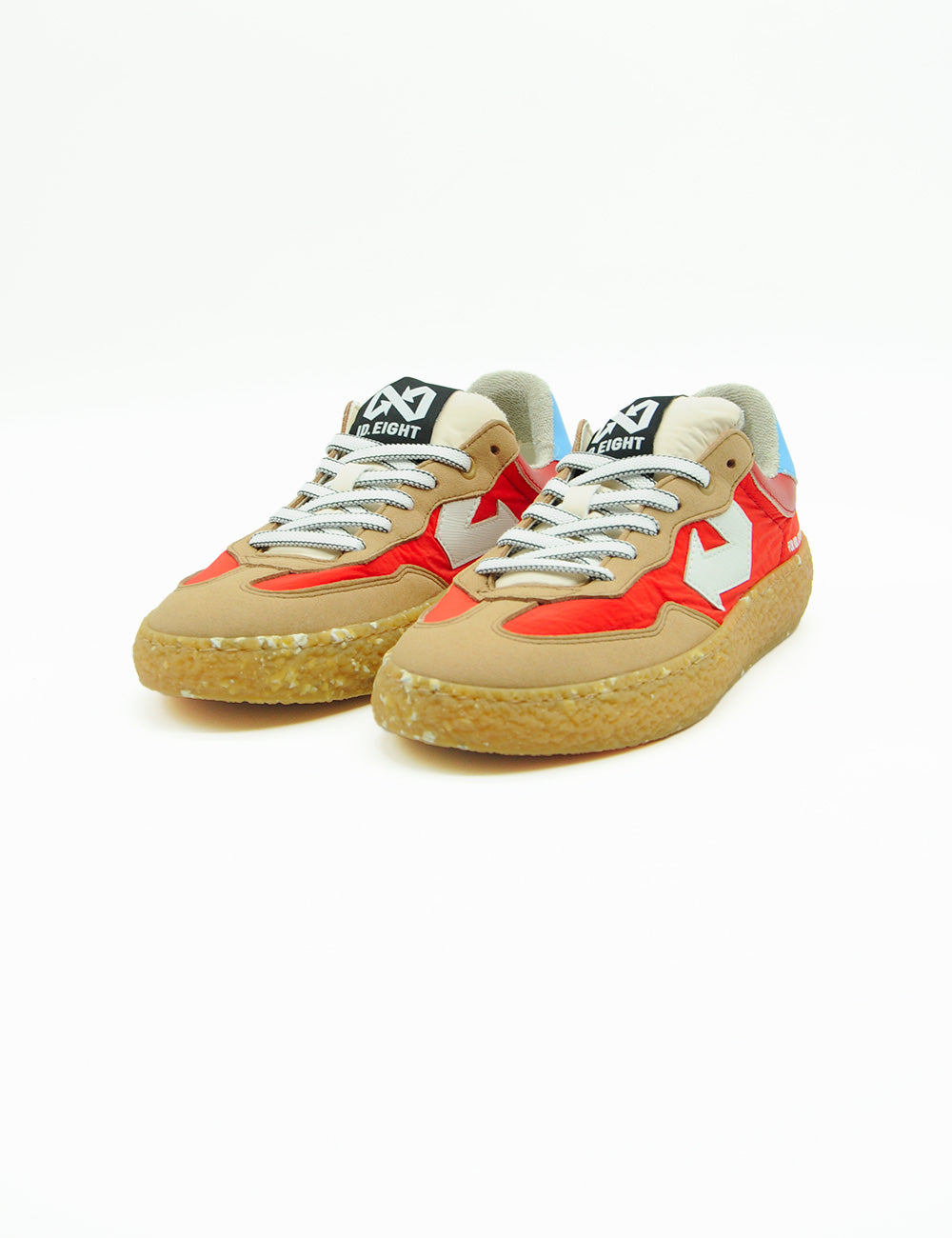 Sneakers ID EIGHT Uriduri Hot Paprika tan e rosse con stelle bianche