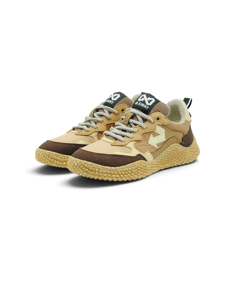 Sneakers id eight hana caffèlatte in suede e pelle marrone e tan con suola in gomma testurizzata e logo a.eight sulla linguetta