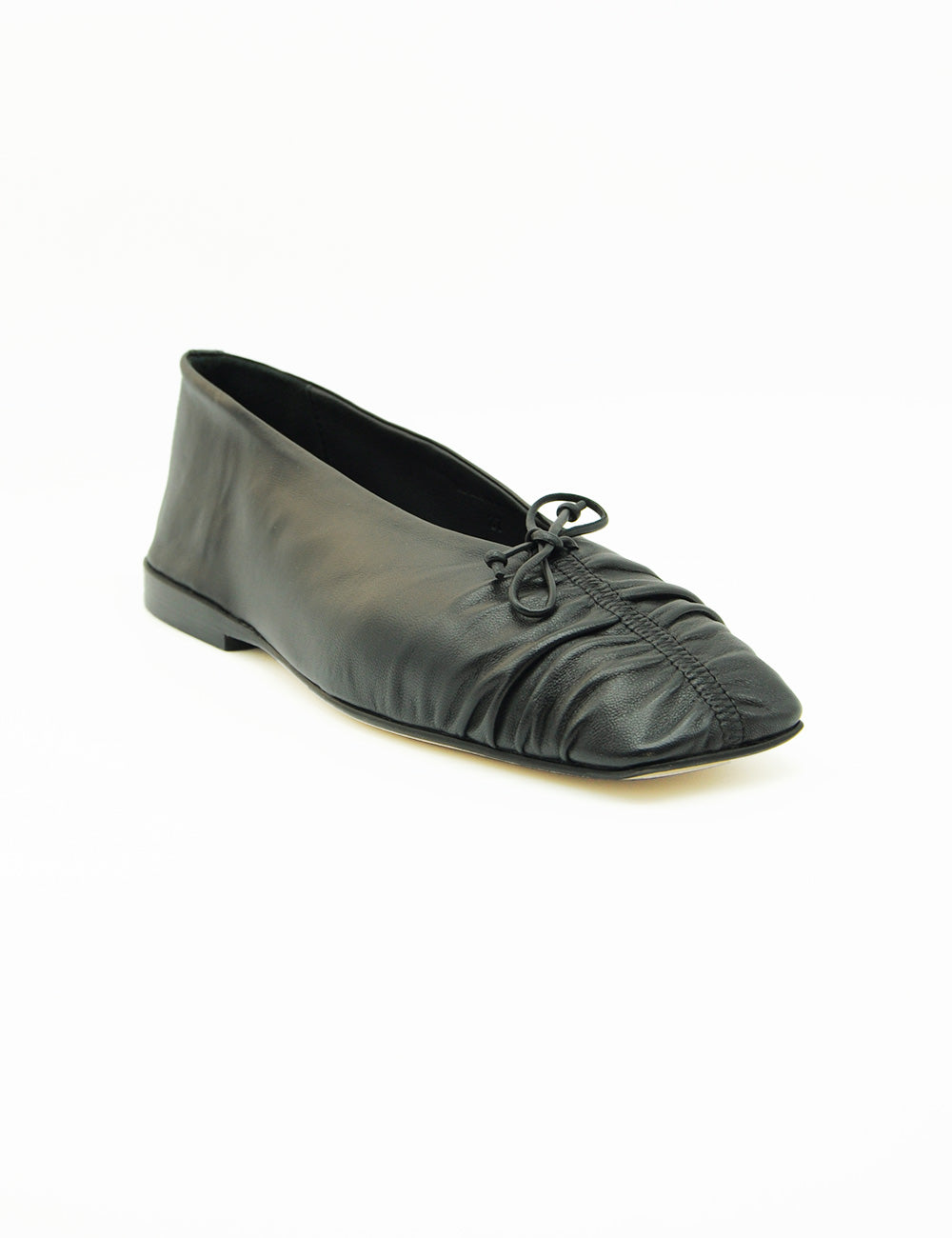 Ballerina Carin Nera JVAM nera in pelle con plissettatura e fiocco piccolo sulla punta