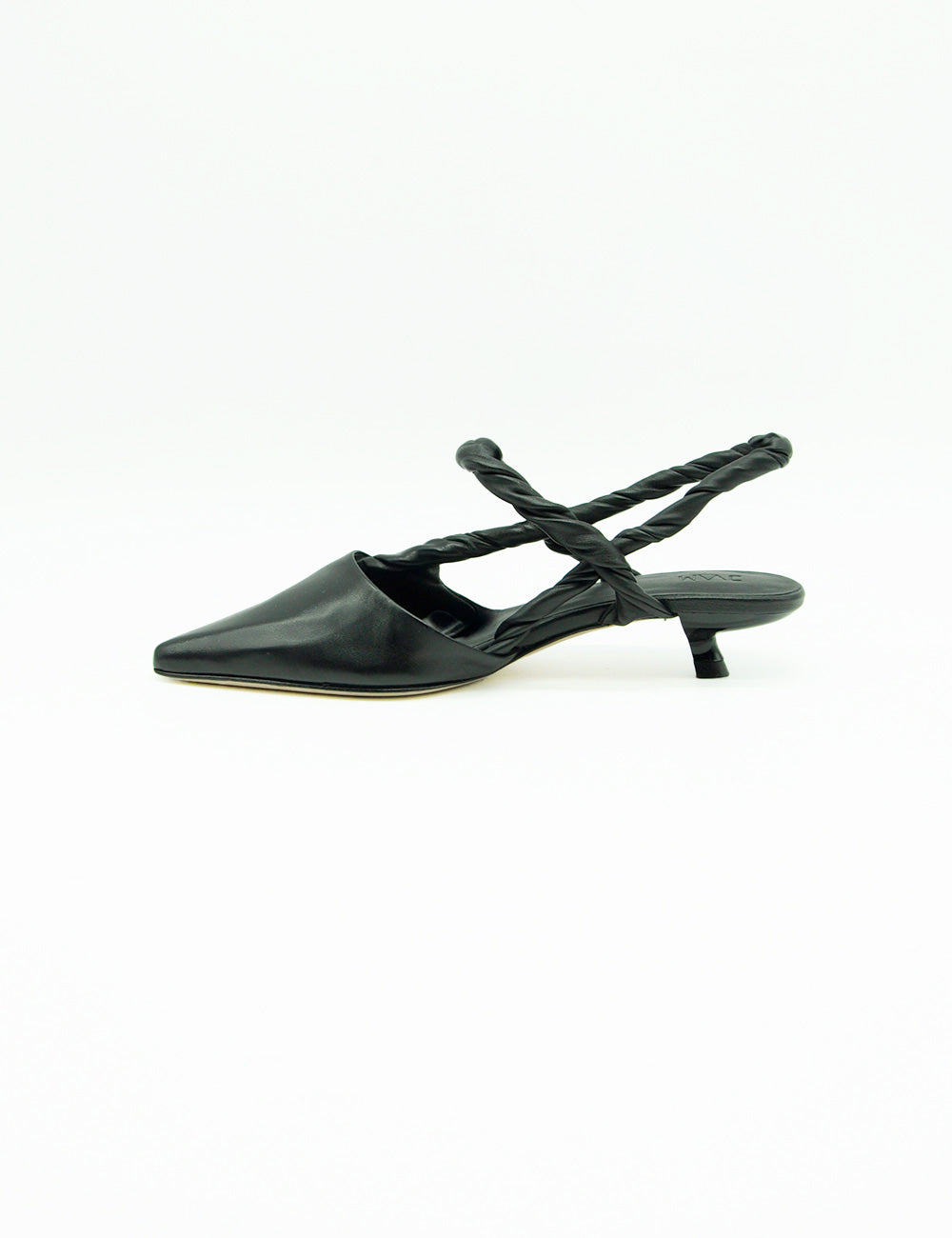 Pumps slingback JVAM Gideon Nera in pelle nera con tracolla intrecciata e tacco basso