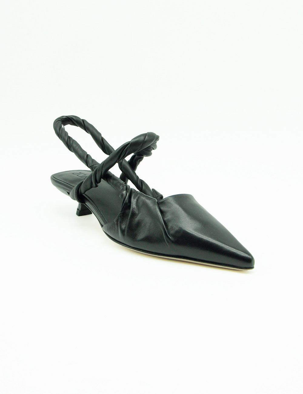 Scarpa slingback JVAM Gideon Nera nera in pelle con dettaglio twist e punta fina
