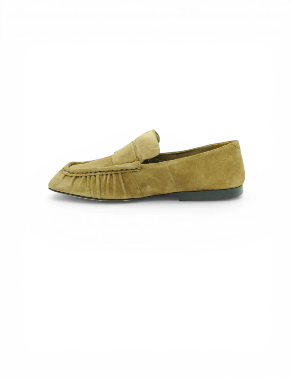 Mocassino Charlise Taupe JVAM in suede giallo senape con fronci corrugato e cuciture