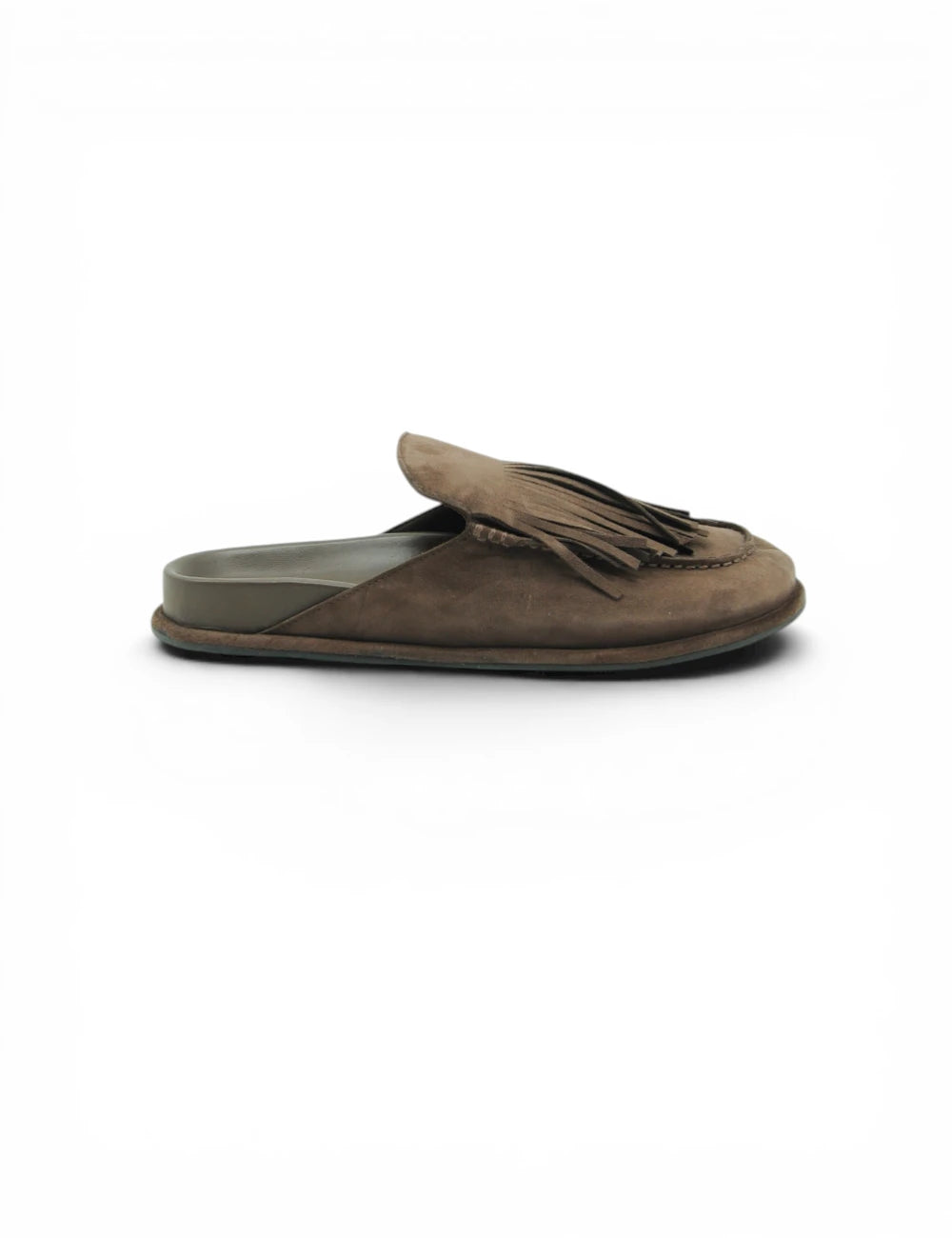 Sabot Taya Cocoa JVAM: mocassino in suede marrone con nappina