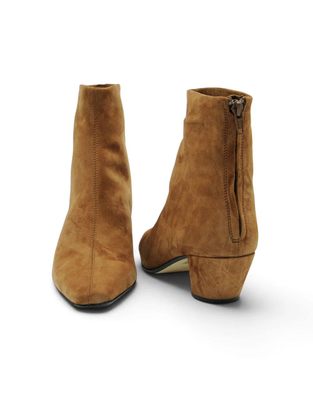 Tan stivaletto in camoscio con tacco basso a blocco e chiusura con zip jvam stivaletto biscuit