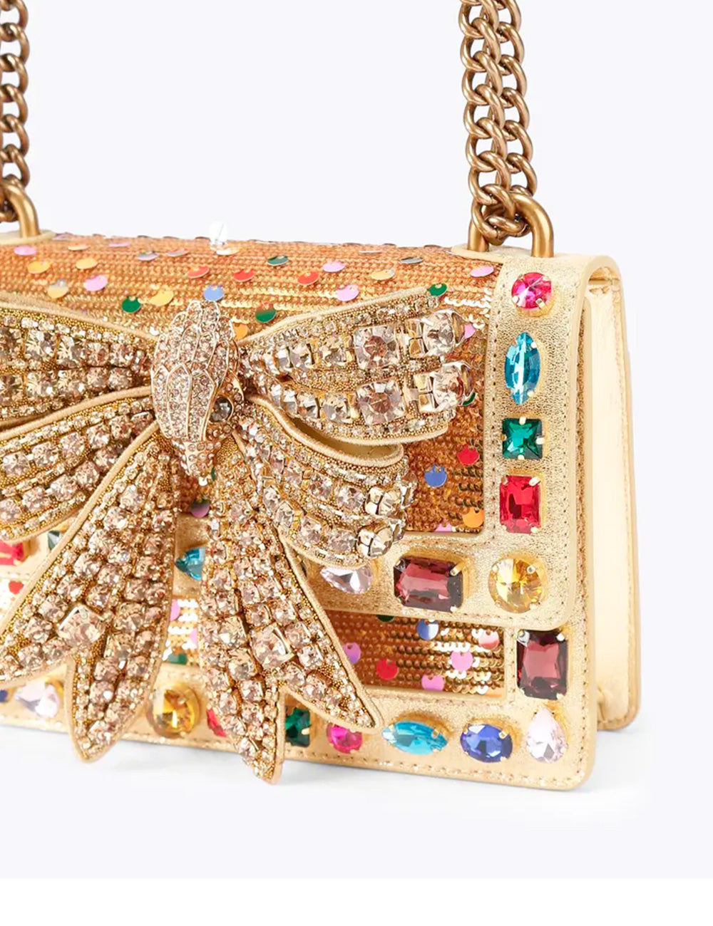 Clutch Kurt Geiger Tracolla Small Bow Shoreditch con catena dorata