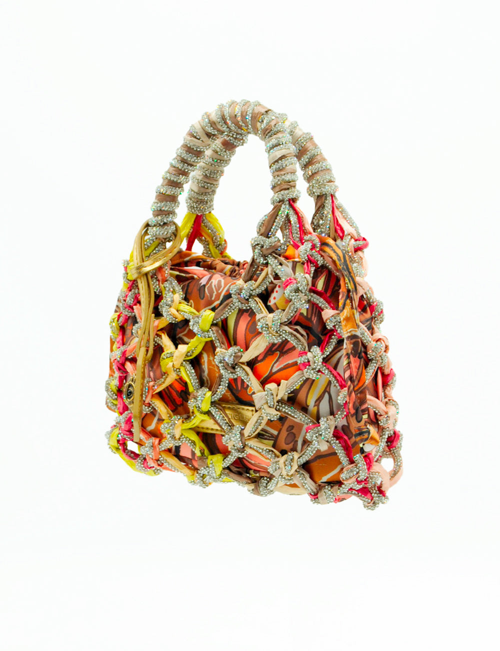 Borsa Kurt Geiger Macrame Crystal Multicolor, intrecciata con cristalli scintillanti