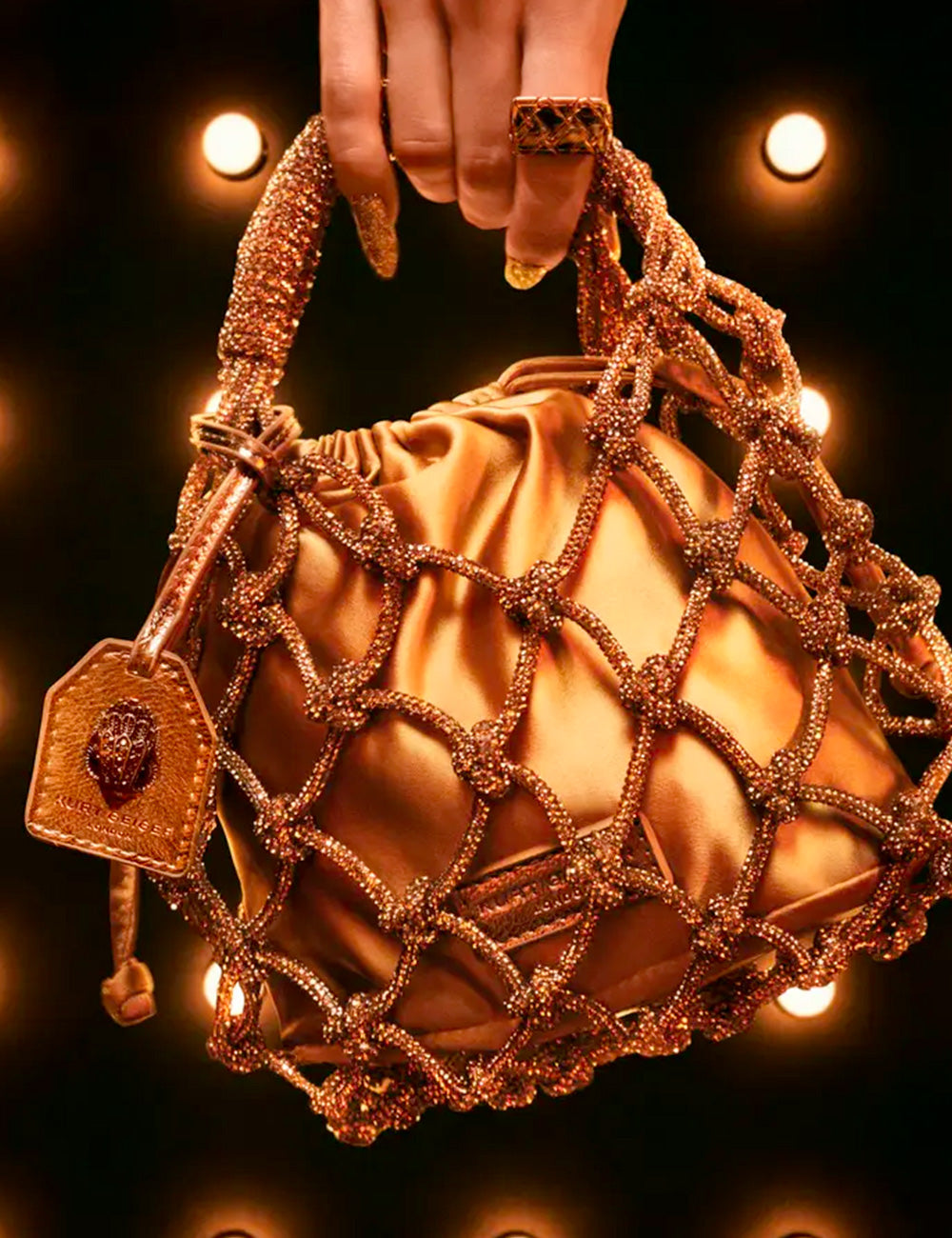 Kurt Geiger Macrame Crystal Bag Bronze