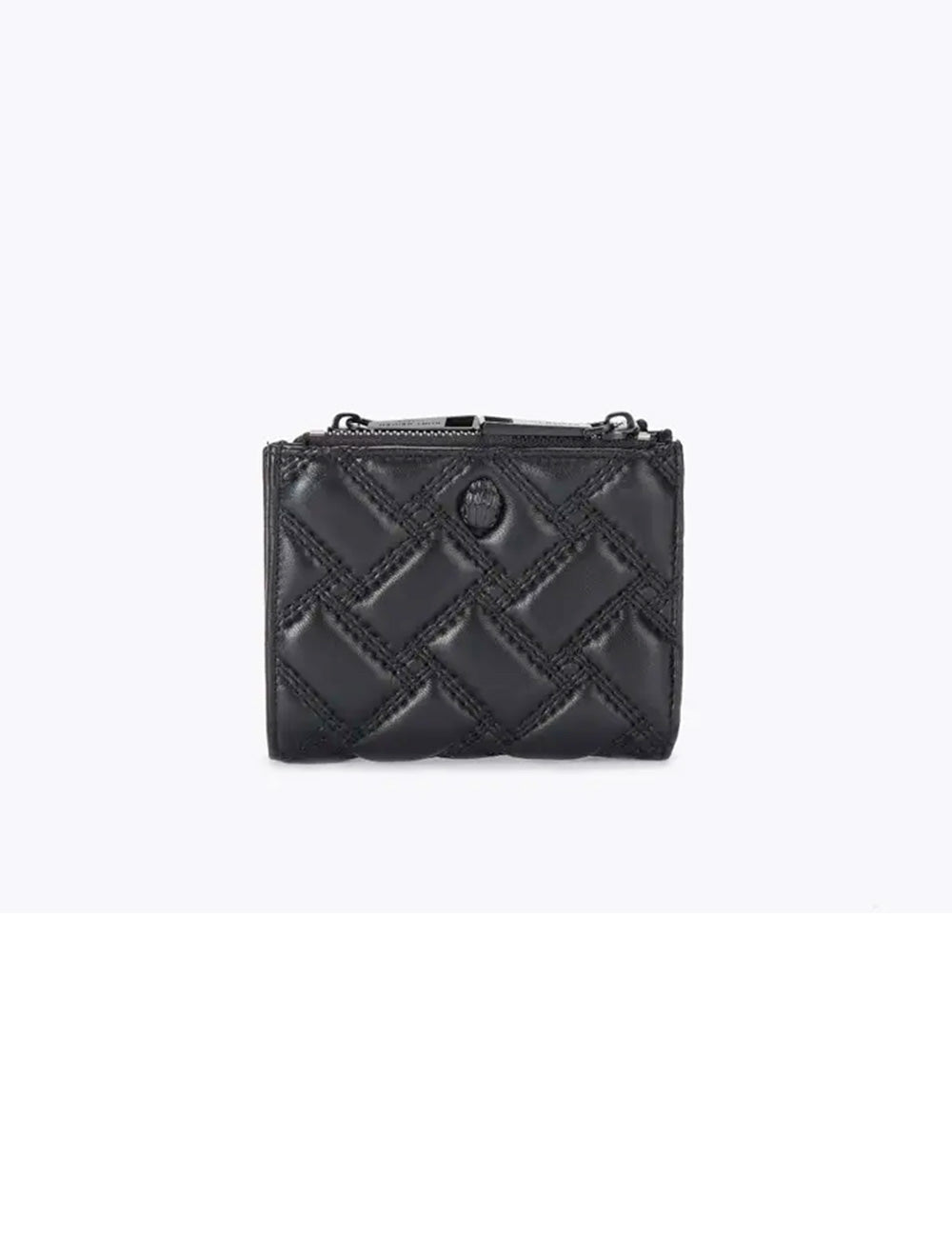 Portafogli kurt geiger kensington nero in pelle nera trapuntata con motivo a diamante e piccolo logo sul davanti