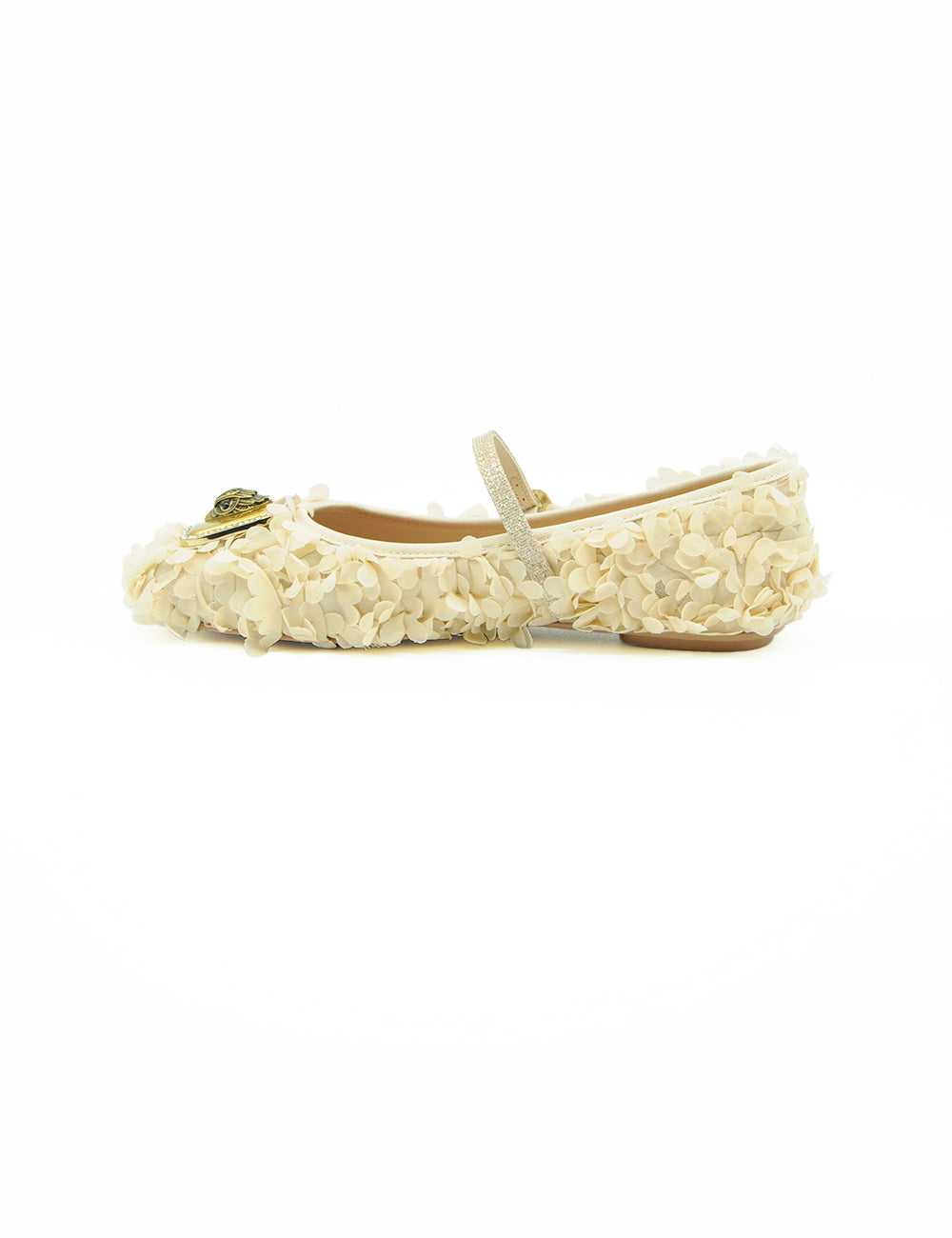 Scarpa flat floreale beige Kurt Geiger Ballerina Pimlico con fibbia oro