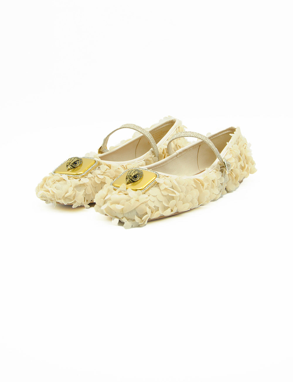 Ballerine Kurt Geiger Pimlico beige con fiori crema e dettagli dorati