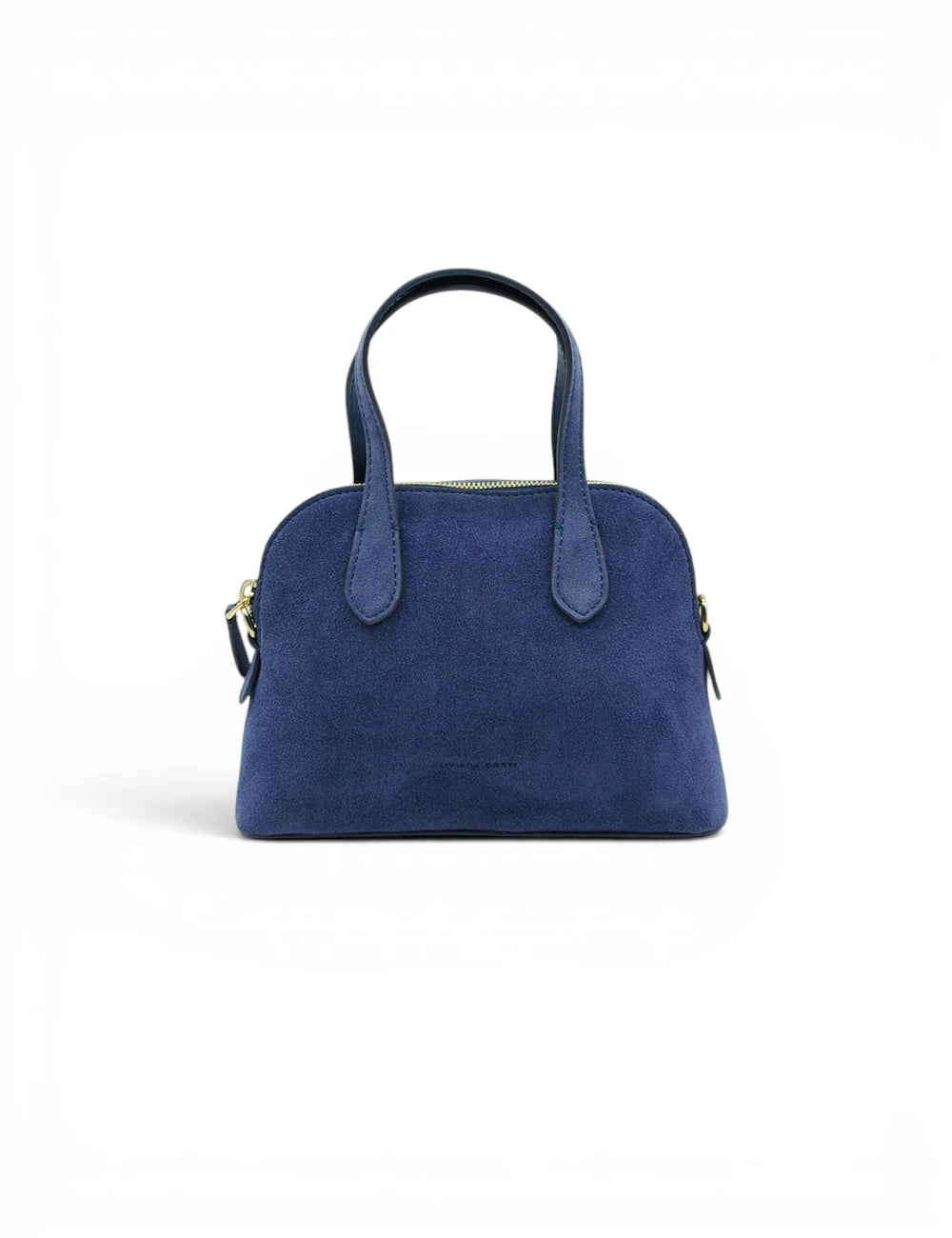 Liviana conti handbag lucille bluette mini blu navy in suede con manici abbinati e dettagli dorati