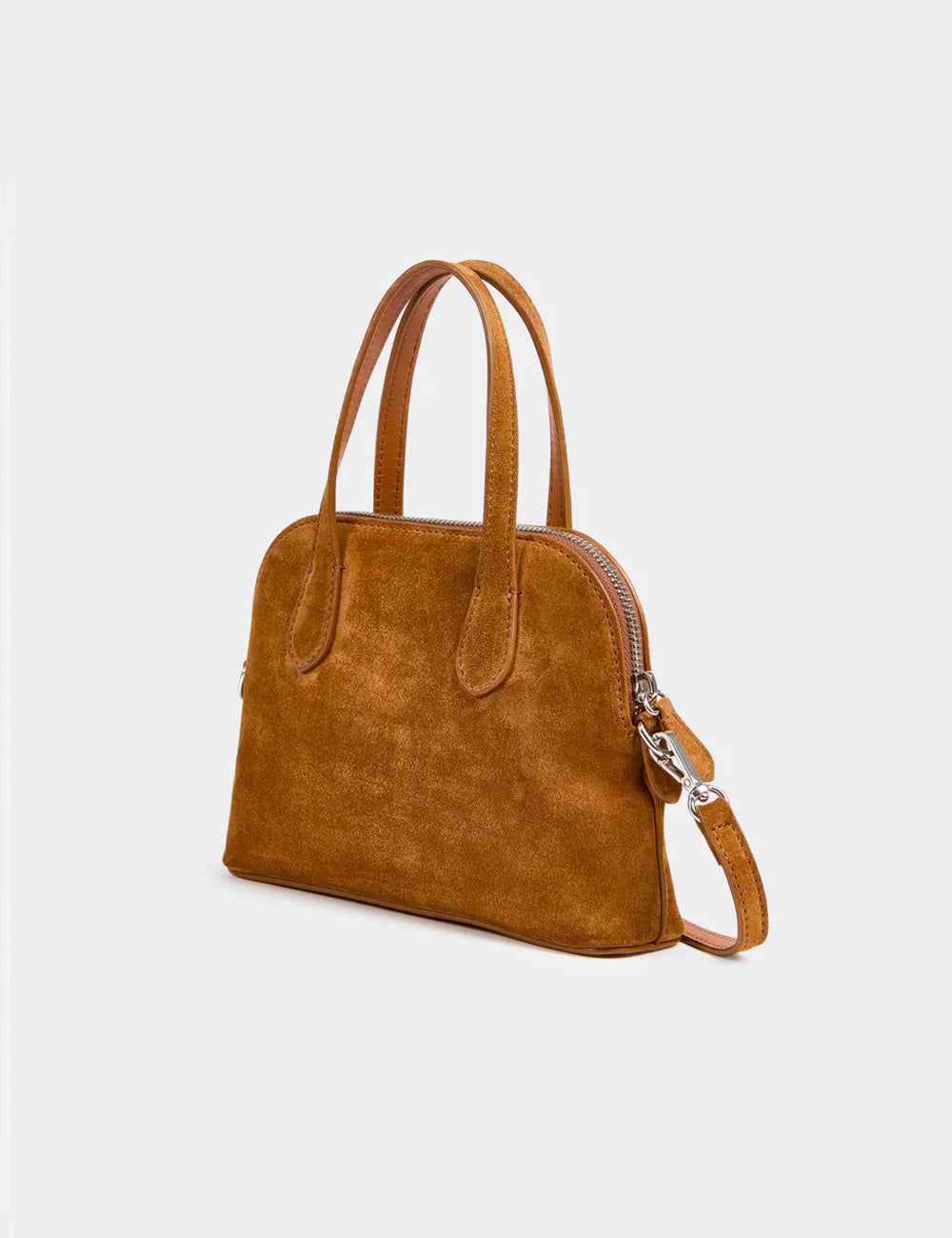 Borsa Liviana Conti Lucille in camoscio color brandy con due manici e tracolla rimovibile