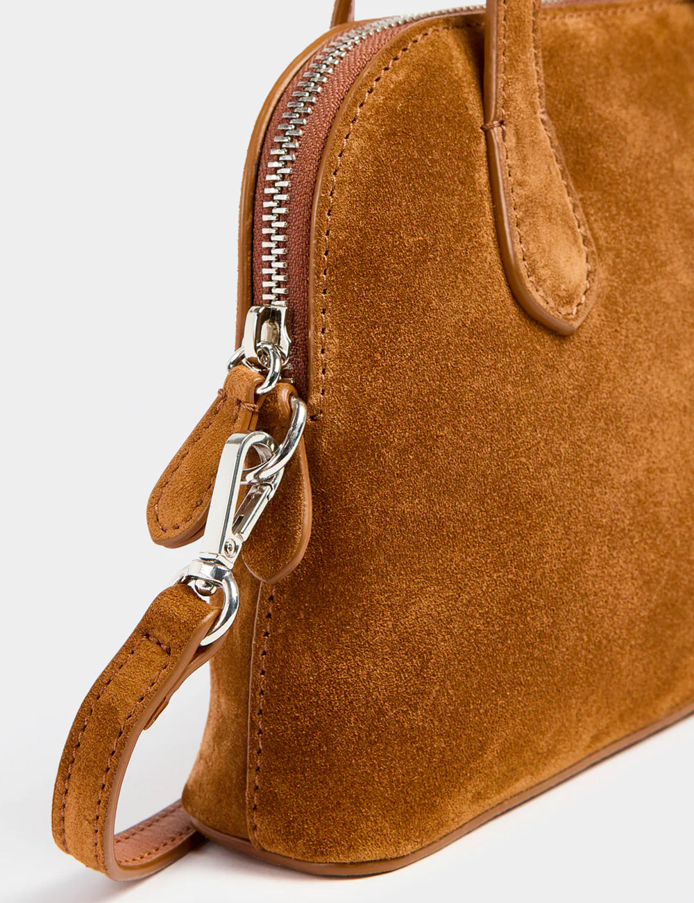 Borsa in camoscio color brandy Liviana Conti Lucille con cerniera argento