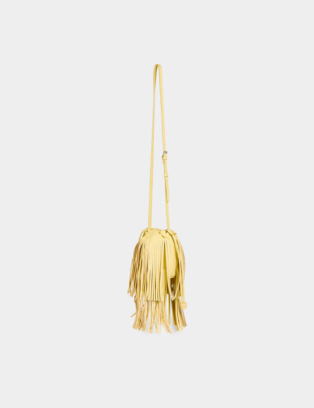 Borsa a tracolla Liviana Conti Secchiello Ebony Zafferano in pelle gialla chiara con frange