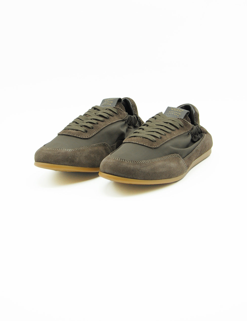 Sneakers Liviana Conti Zoe Fondente in suede verde oliva e nylon con suola in gomma