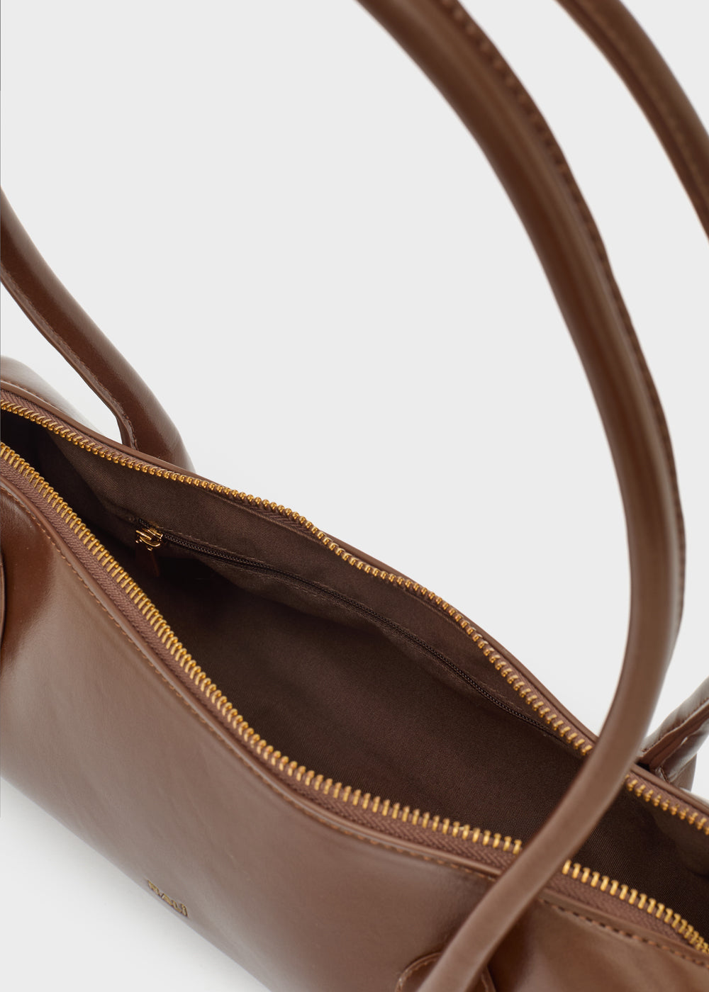 Nalì a spalla billie baguette marrone in pelle con cerniera dorata elegante borsa a tracolla marrone