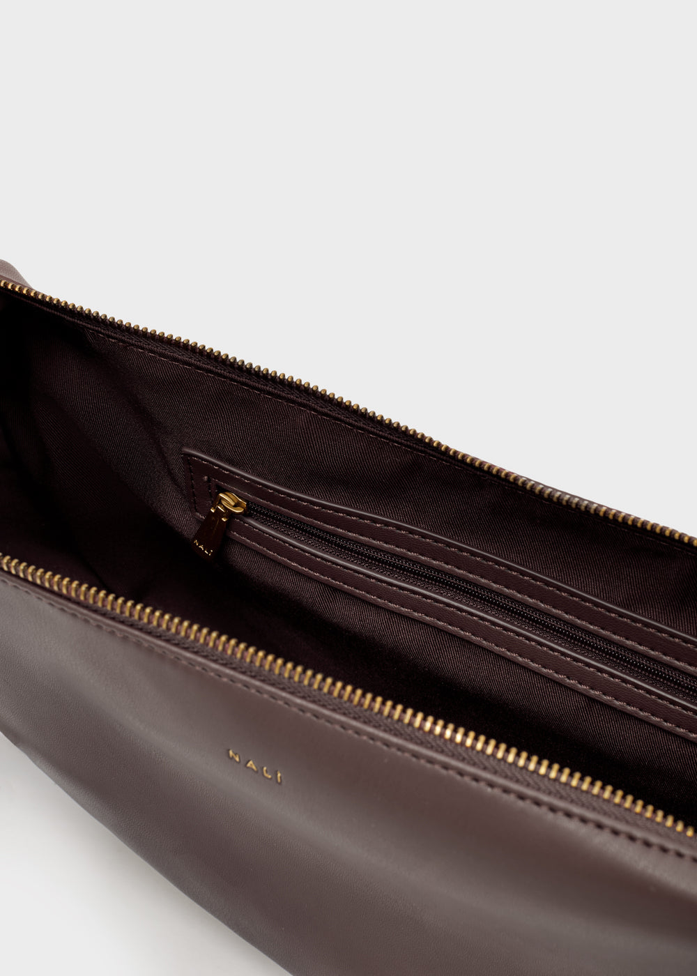 Brown leather crossbody bag nalì a spalla hailey grigio with gold-tone zipper and subtle brand logo