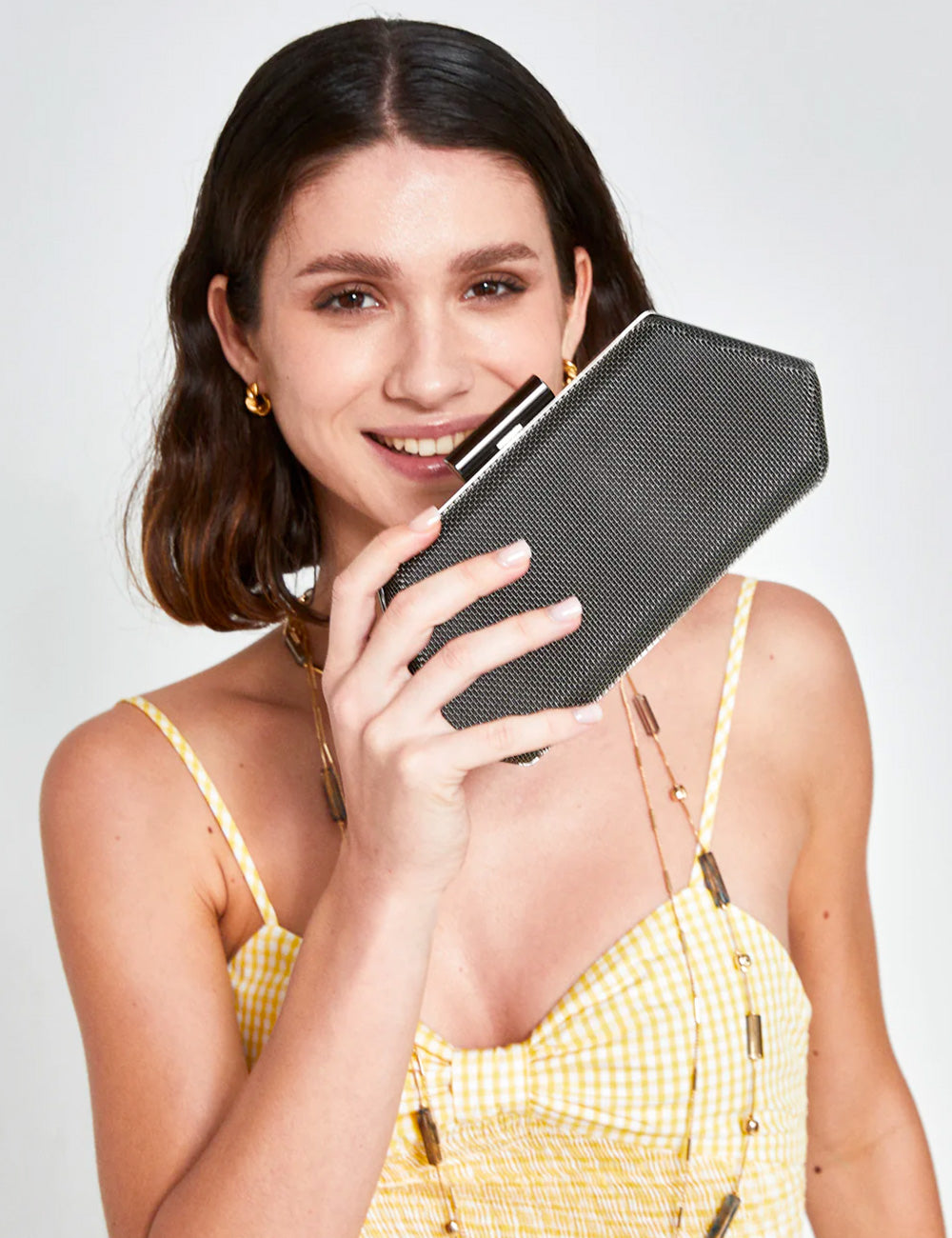 Nalì Clutch Zoi Metal Mesh Ematite